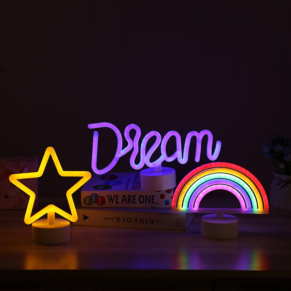 Battery Powered Christmas Led Bedroom With Pedestal Neon Signs Party Night Light