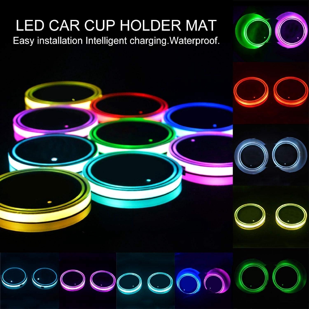 LED Car Cup Holder Lights Mats Pad Colorful RGB Drink Coaster Accessories  Interior Decoration Atmosphere Compatible | Shopee Malaysia