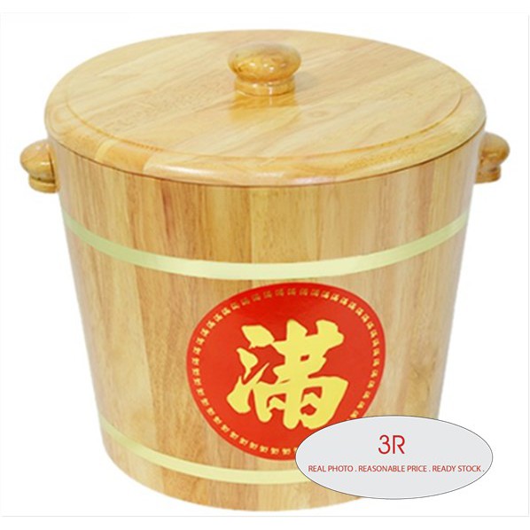 12KG LOCAL WOODEN RICE BUCKET / RICE CONTAINER / RICE TANK / TONG BERAS