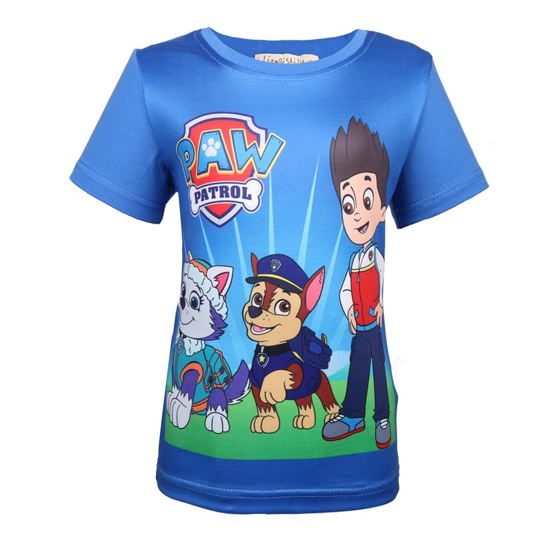 Autumn 2019 New Pawpatrol Childrens Bottom Shirt Pure Cotton Short Sleeve T Shirt Childrens Clothes 8350 - 2019 summer boys t shirt roblox stardust ethical cotton