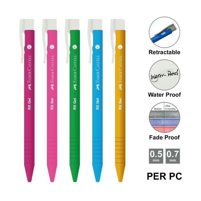 FaberCastell RX Gel Colour Gel Pen ( 0.7 Green, Pink, Gold, Lilac