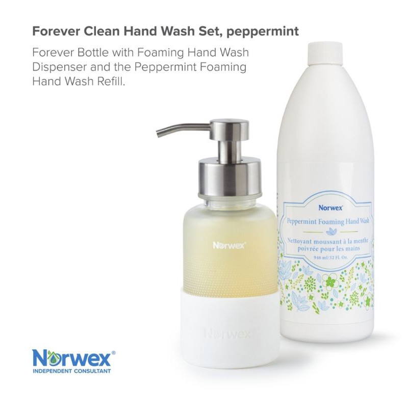 Norwex Forever Bottle with Foaming Peppermint Hand Wash Handwash