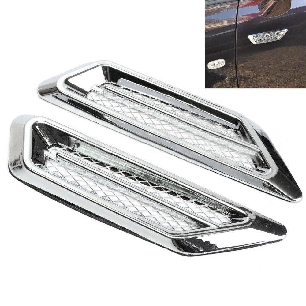 2Pcs Chrome Car Auto SUV Air Flow Fender Side Vent Decoration Sticker