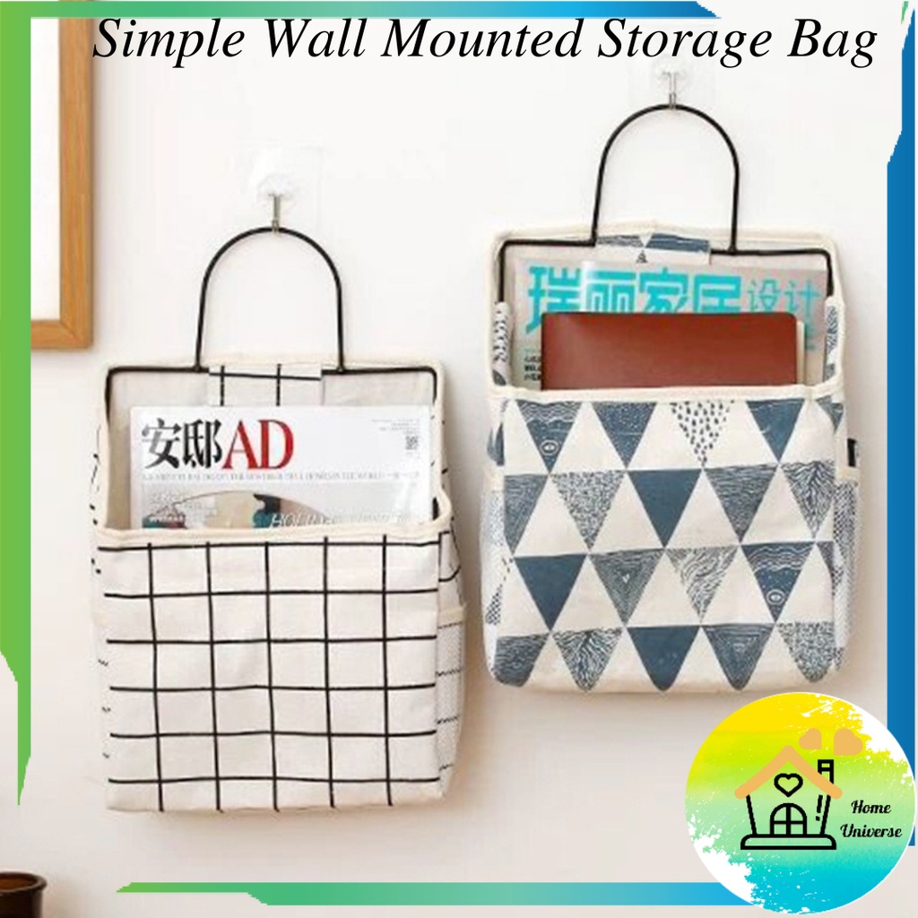 Ready StockPremium Wall Mounted Storage Bag Muji Ikea Style Bedroom Living Room Storage bag
