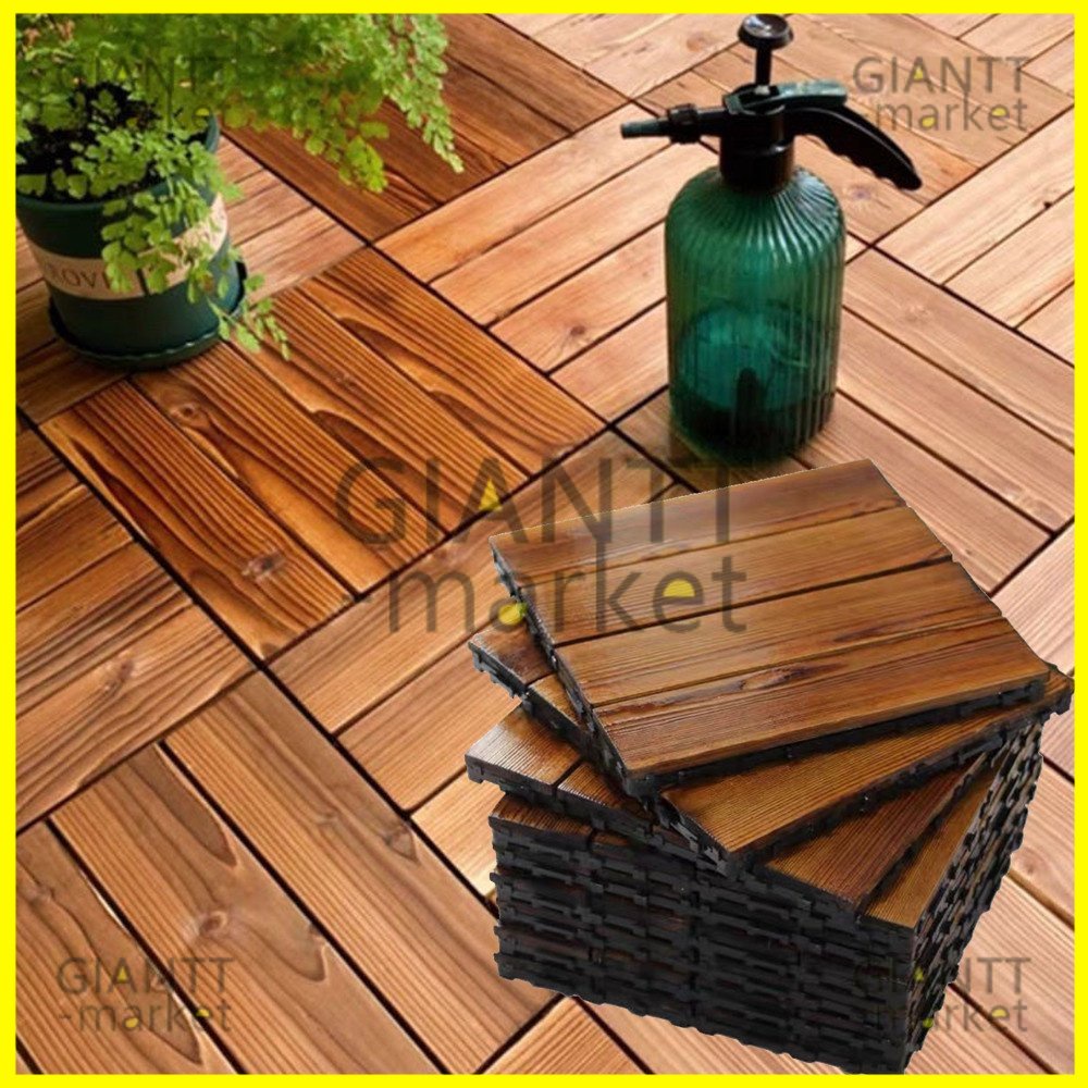 HOME Wood Floor Decking Interlocking Deck Floor Tiles Outdoor Garden