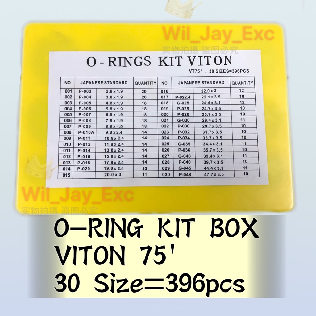 O Ring Kit Box Viton 75 Shore Mm Size Oring 396 Pcs Shopee Malaysia