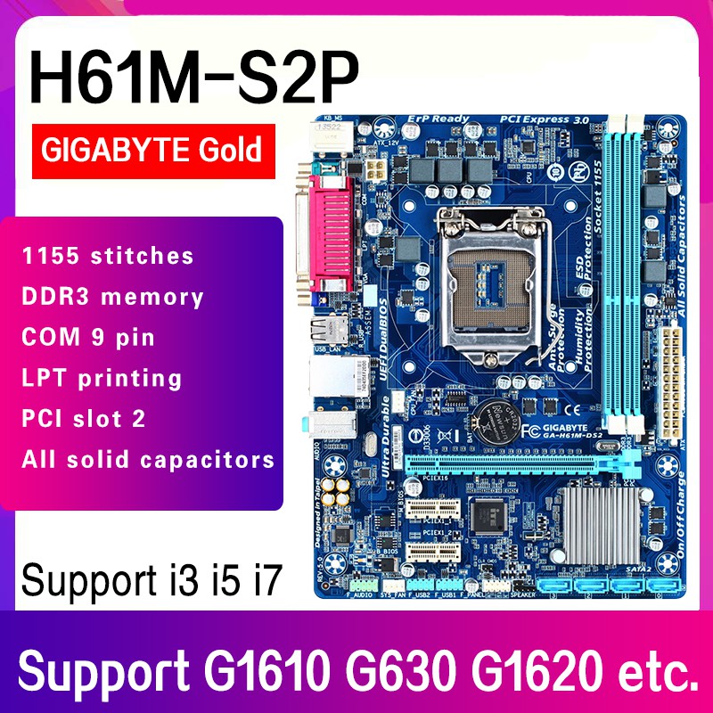 Gigabyte Gigabyte H61M-S2P S2PH DS2 GA-H61M-S1 1155-pin motherboard ...