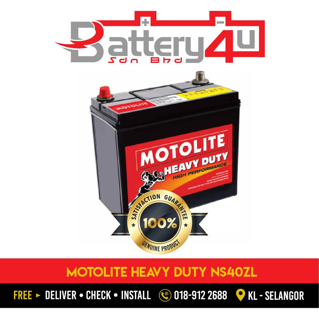 NS40ZL Motolite Heavy Duty Bateri Kereta Car Battery myvi 
