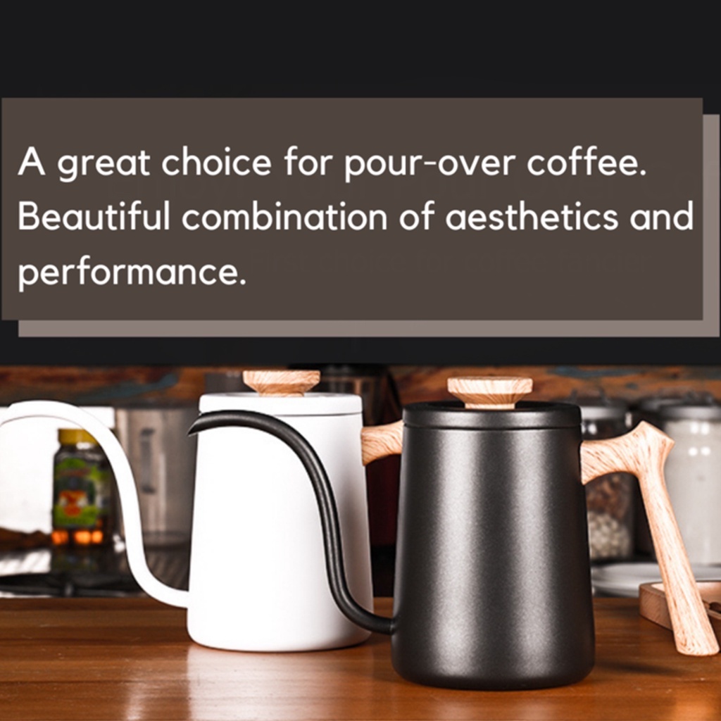 MOJAE 90 Degree Coffee Pour-Over Kettle With Wood Grain Handle | 600ml Capacity | High Quality Stainless Steel