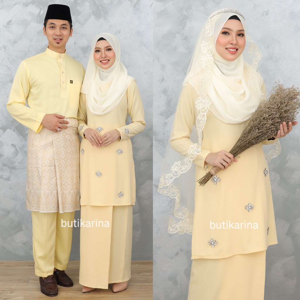 Buy Size 36 50 Baju Kurung Moden Amra Kuning Lembut Soft Yellow Set Couple Sedondon Nikah Pengantin Sanding Bridesmaid Seetracker Malaysia