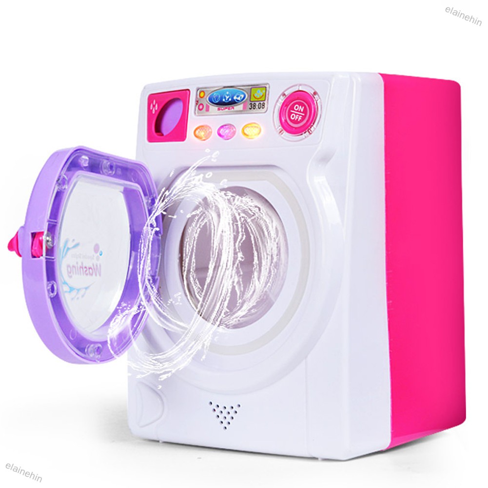 elainehin Children Play House Game Toy Simulation Washing Machine Electric Toy with Light Sound