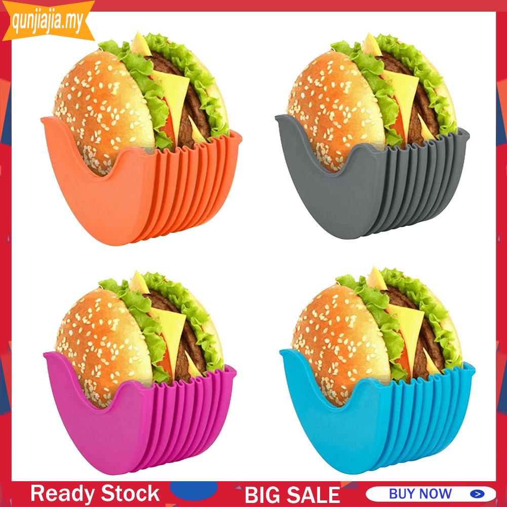 QJJ*Retractable Sandwich Burger Holder Clip Reusable Hamburger Food Bun Fixed Rack