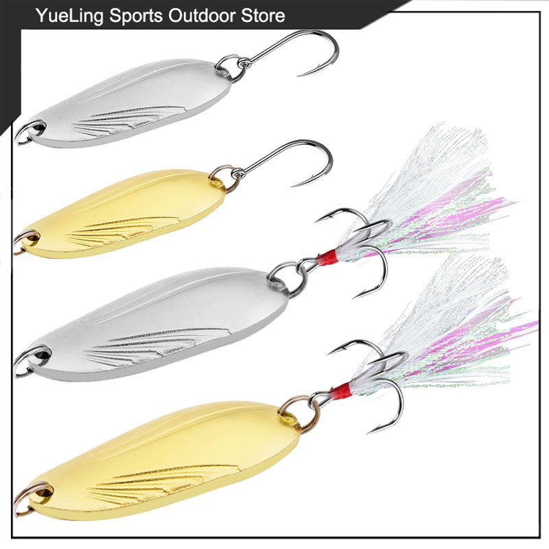 Fishing Spoon Lure Sequin Bait Metal Fishing Lures Bait Fishing Spoons Sinking Fishing Lure Hard Baits,10Pcs Metal Hard Bait Sequins Spoon Fishing Hook Accessory with Box for Bass Trout Salmon 