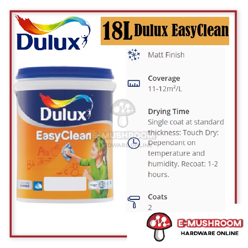 18L Dulux Paint Easy Clean For Interior Matt Finish | Shopee Malaysia