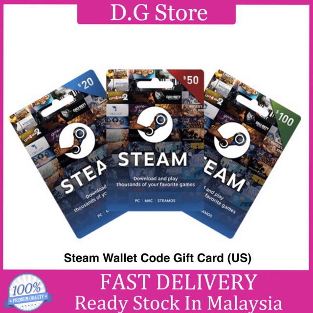 STEAM WALLET GIFT CARD USD $20 $50 $100 | Shopee Malaysia