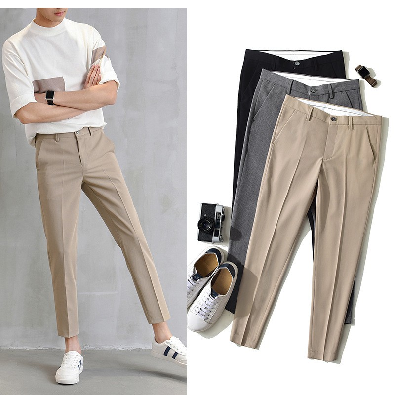 Korean Suit Pants Men's Pants Casual Long Pants Men Slack Pants Office  Seluar Straight Panjang Lelaki X201