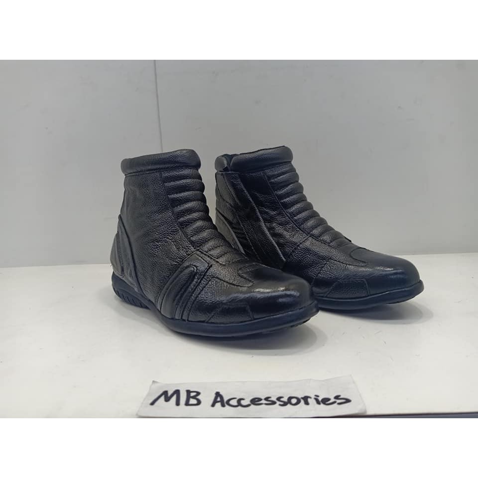 LEATHER MOTORCYCLE RIDING BOOTS MEDIUM CUT Shopee Malaysia