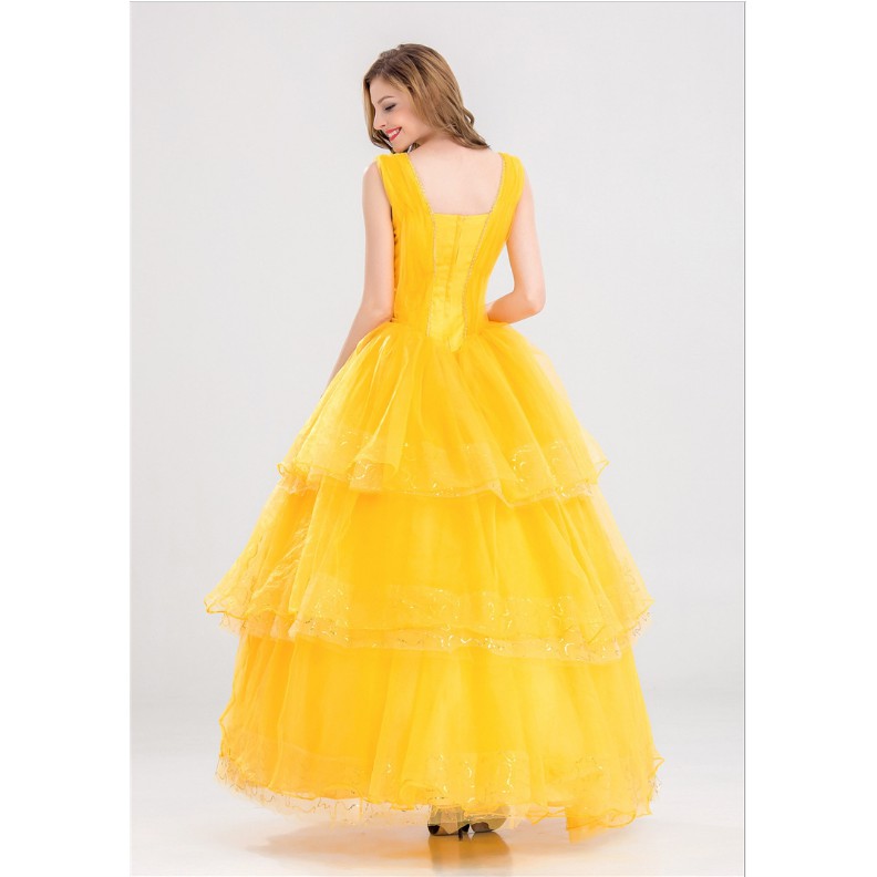 19 Live Action Version Of The Beauty And The Beast Bell Princess Yellow Belle Princess Dress Cosplay Costume Female Shopee Malaysia