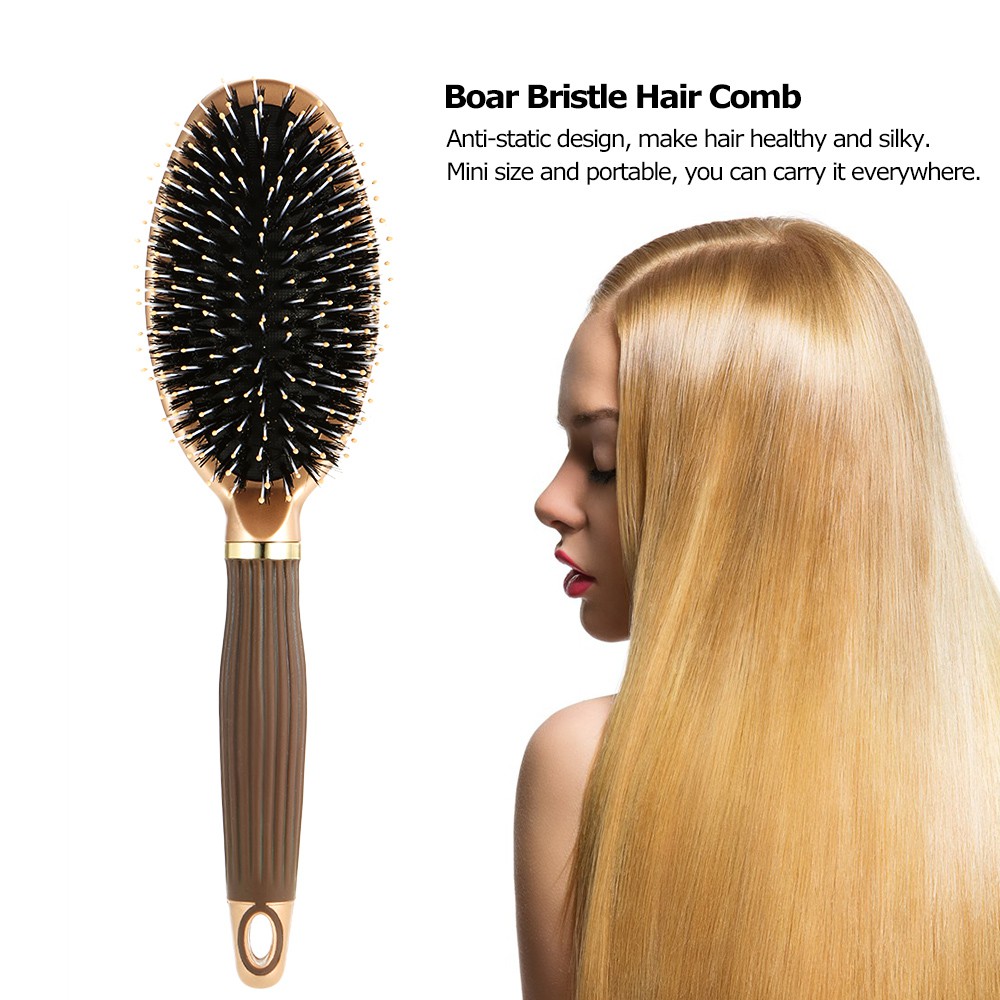 Boar Bristle Hair Brush Anti Static Puddle Comb Nylon Massage Hair