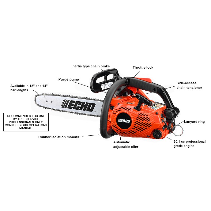 echo cs300012 inch made in japan chainsaw kecil, ringan, one hand saw