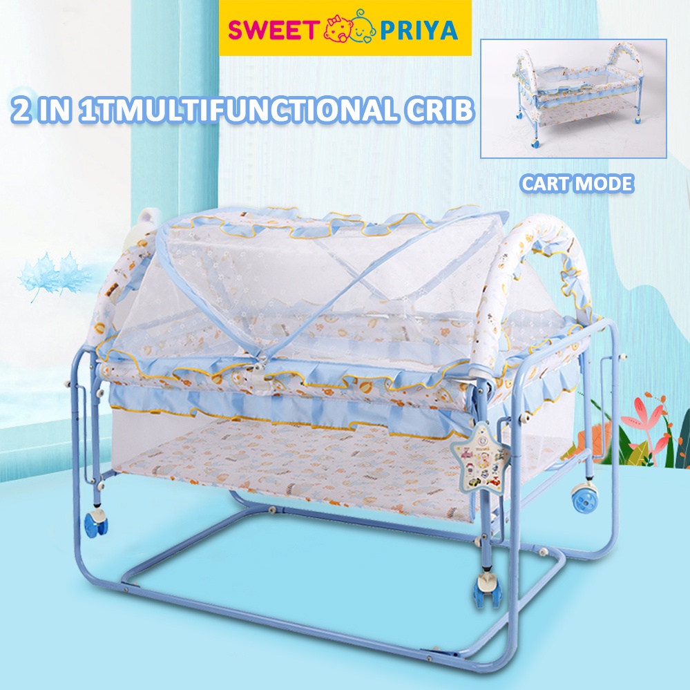 😇2 in 1 Katil bayi 😇 Baby bed cradle &cart baby Crib newborn sleeping