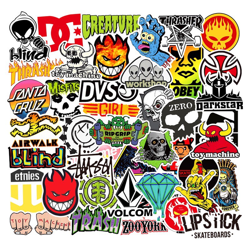 100pcs Random Punk Style Skateboard Waterproof Sticker For Luggage Car Guaitar
