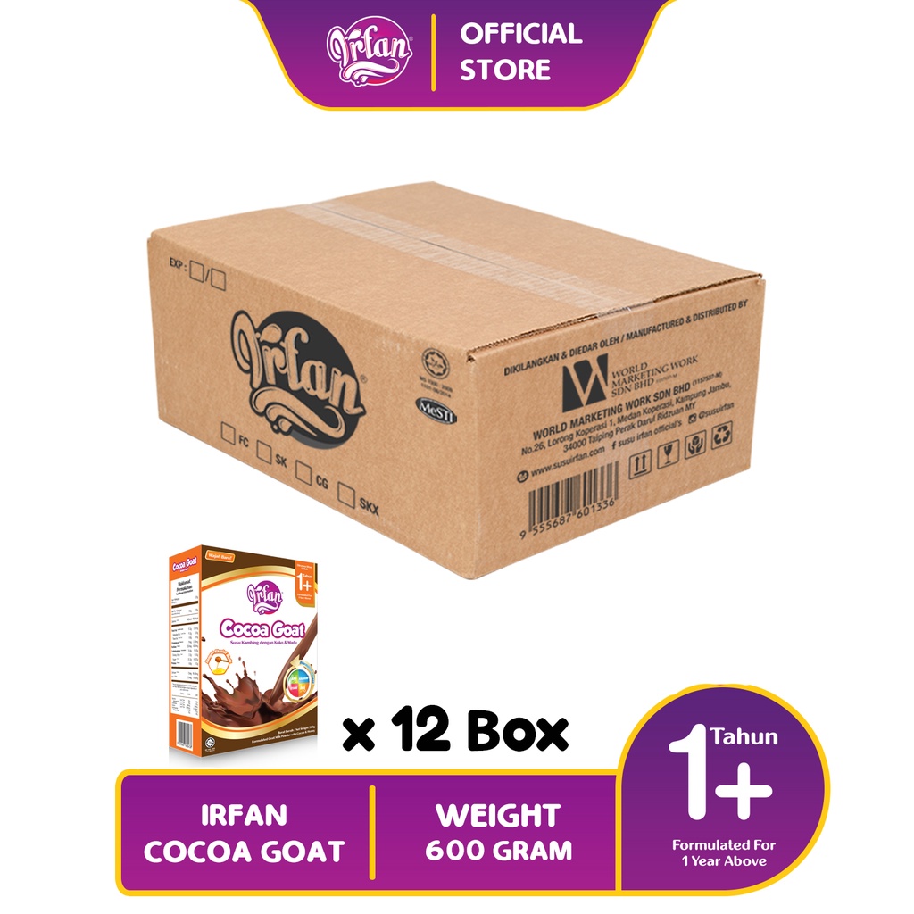 [12 KOTAK] IRFAN COCOA GOAT / SUSU KAMBING KURMA MADU KISMIS ARABIC GUM / SUSU IRFAN / SUSU FORMULA