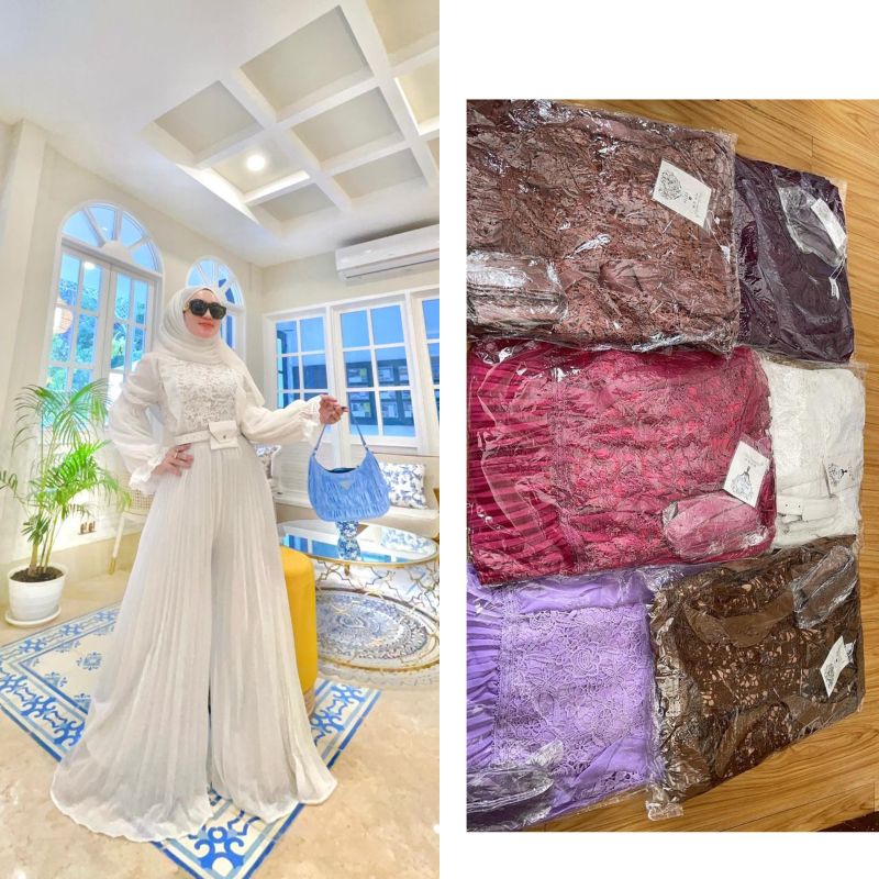 Imported Pleated Brocade Jumpsuit by Shellasaukia