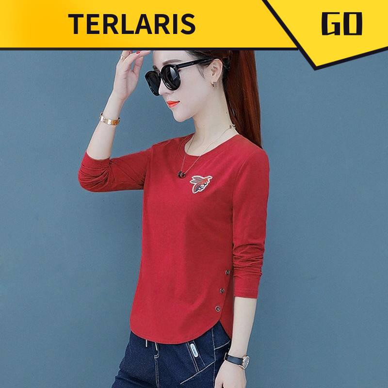 Ready Stock Baju T Shirt Perempuan Lengan Panjang Viral Murah Wanita T Shirt Lengan Panjang Kasual 2019 Versi Korea Baru Wanita Kemeja Bottoming Awal Musim Luruh Semua Warna Padat Leher Bulat Atas