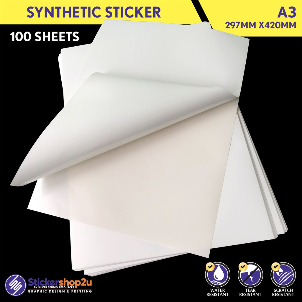 100 Sheet A3 Synthetic Sticker Shopee Malaysia