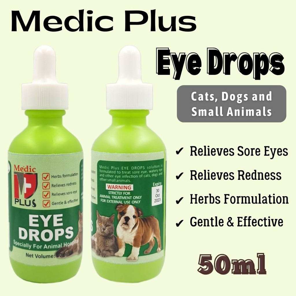 MEDIC PLUS Eye Drops Solution Eye Care For Pet Cat Dog Small Animal 50ml |  Shopee Malaysia