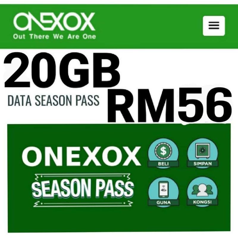 ONEXOX season pass 20GB DATA Internet Topup offer now ...