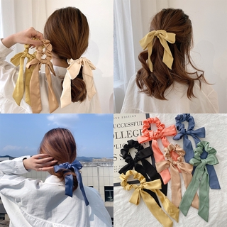 Satin Cute Bow Hair Tie Ribbon Simple Solid Color Scrunchies