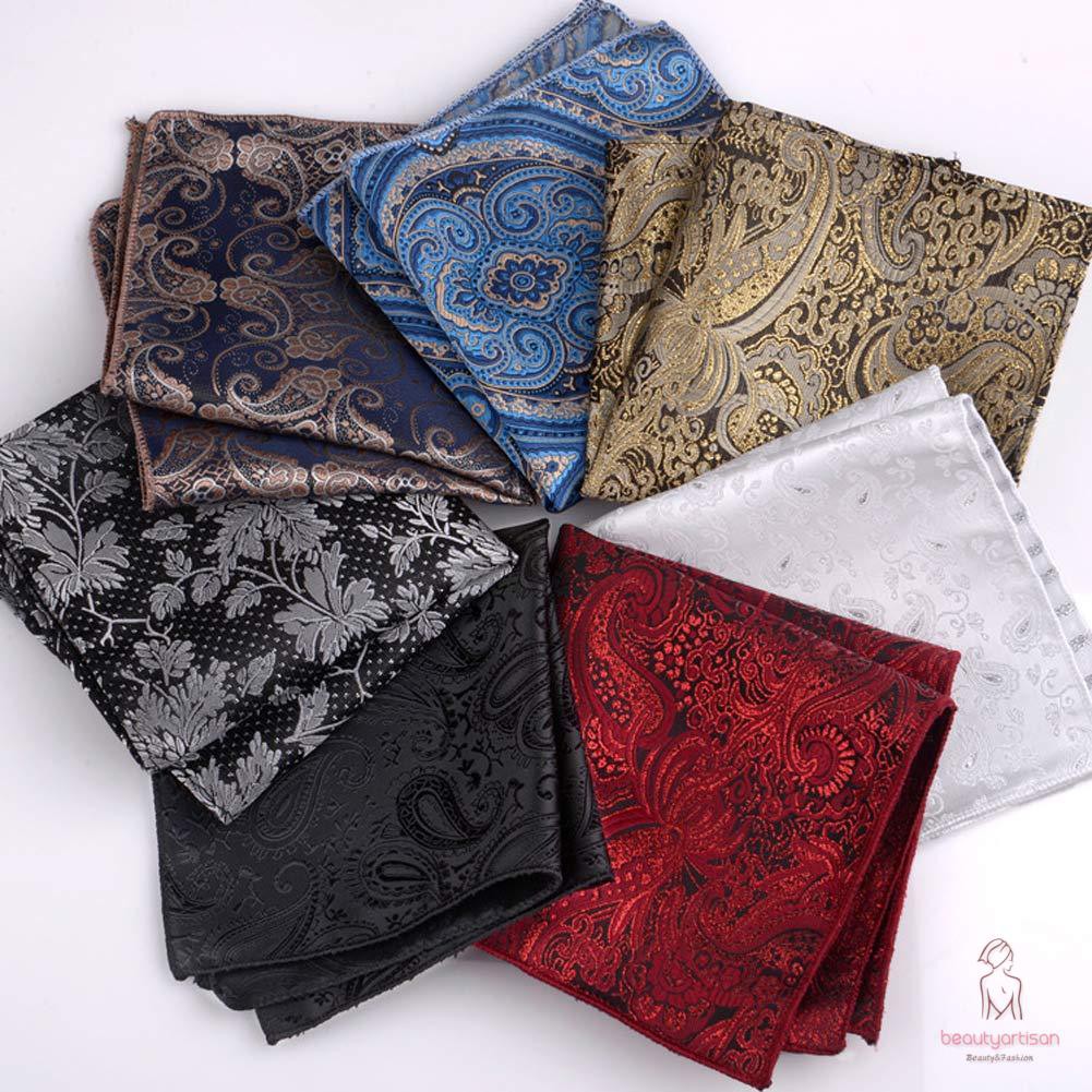 Satin Pocket square Floral embroidery Men handkerchief Chest Towel Hankies