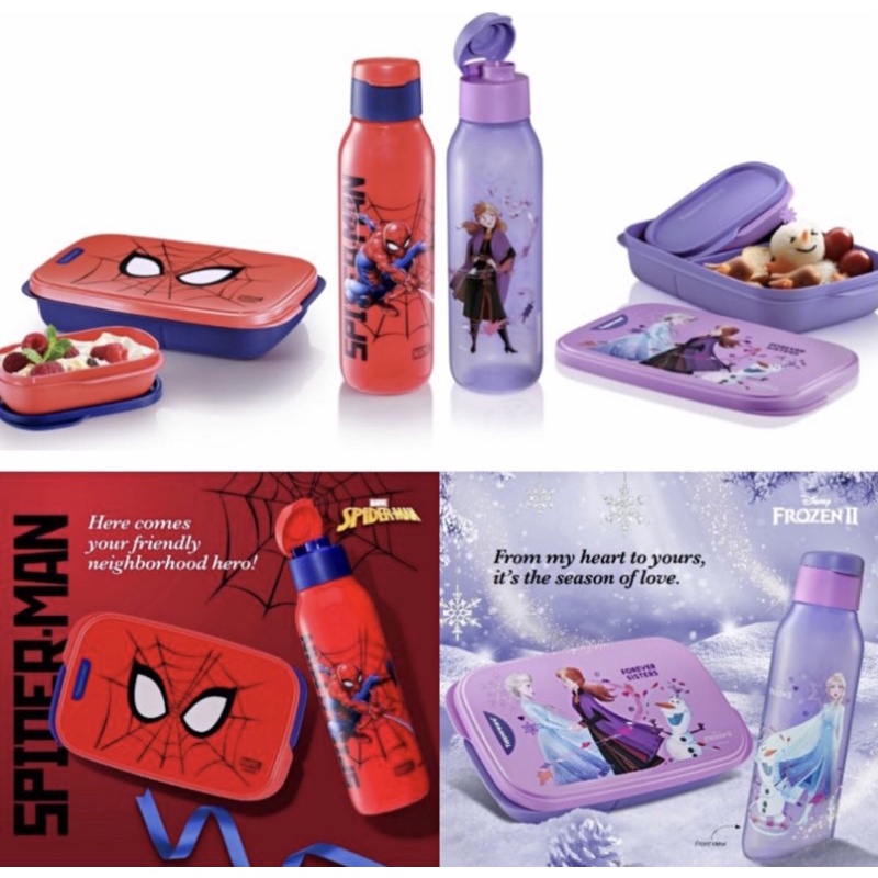 Tupperware Disney Frozen/ Marvel Spiderman Set (Foodie Buddy Lunch Box