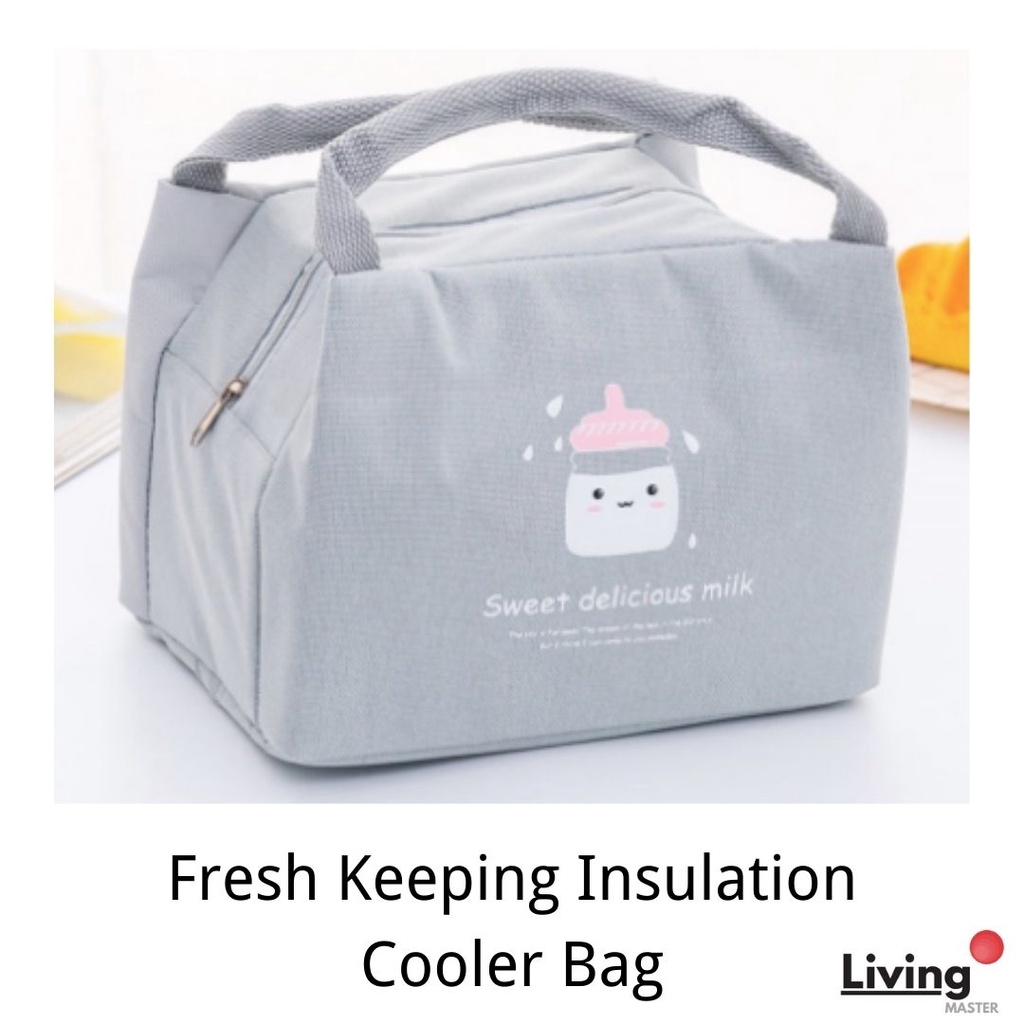Portable Insulated Lunch Box Bag, Cute Cartoon Design Canvas Cooler