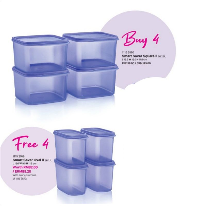 Tupperware Food Storage Smart Saver Bekas Makanan