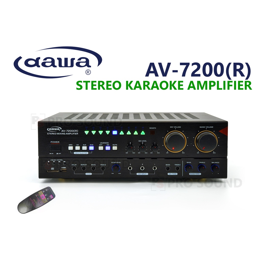 DAWA AV7200(R)STEREO MIXING KARAOKE AMPLIFIER ( Ready Stock