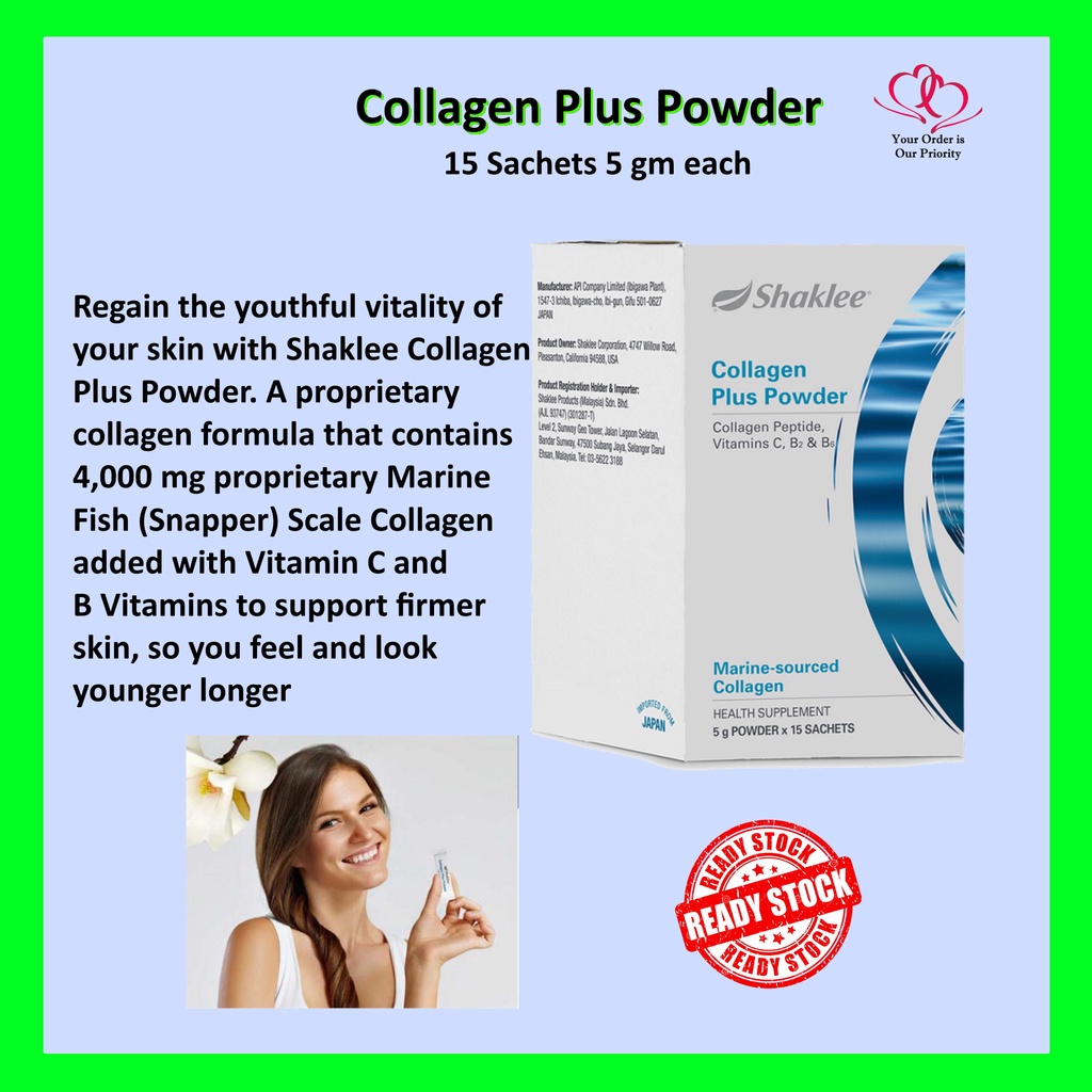 Shaklee Collagen Plus Powder marinesourced Collagen, 5g powder x 15