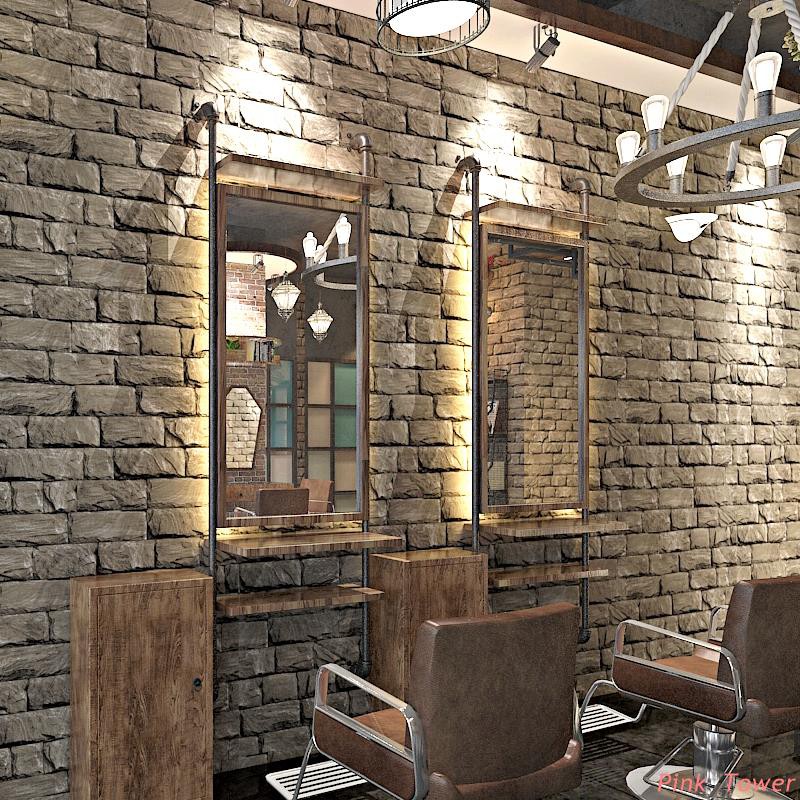 Wallpaper 3d Hair Salon Stereo Brick Brick Wallpaper Vintage