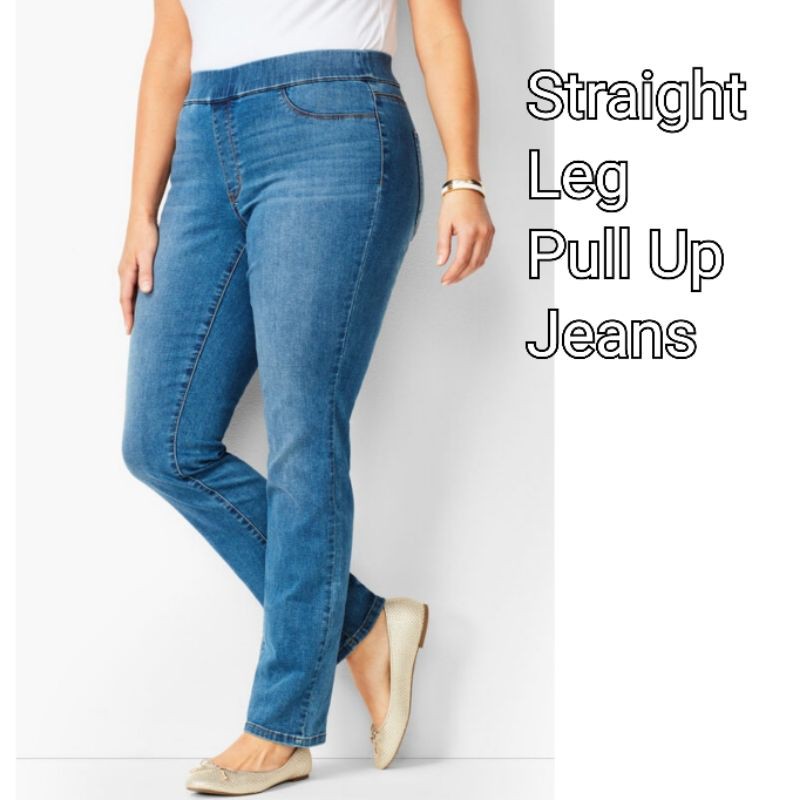 Plussize Women Straight Leg Pull Up Jeans | Shopee Malaysia
