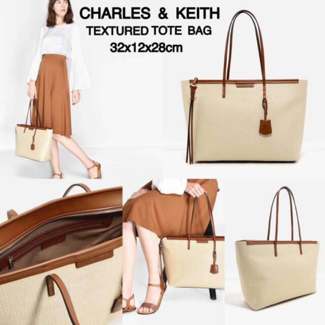 charles & keith textured tote bag