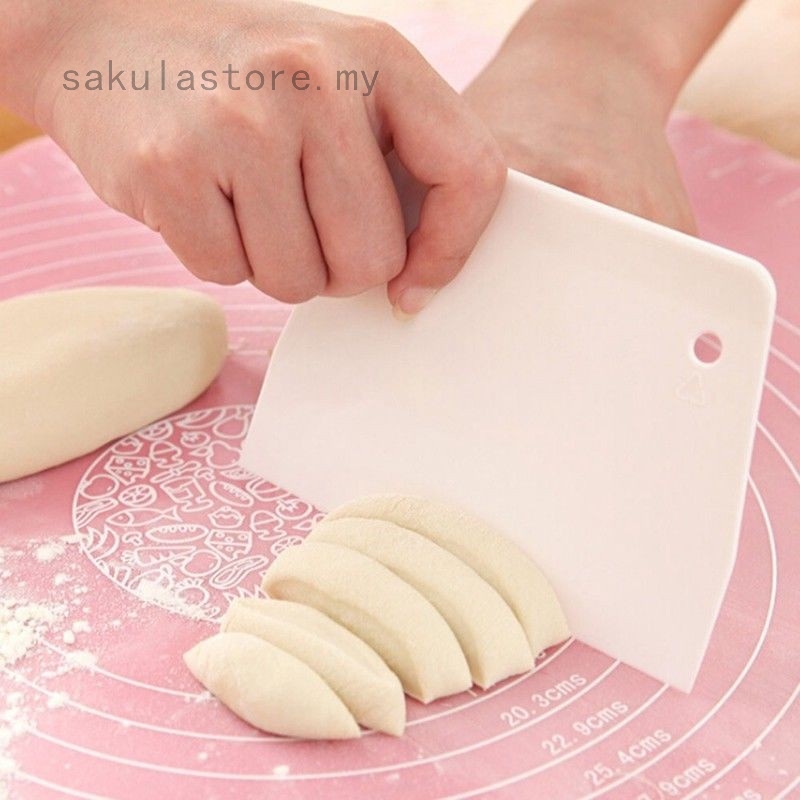 White Trapezoidal Pastry Dough Scraper Cutter Cake Baking Kitchen Tools Plastic