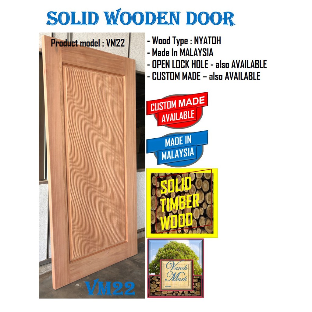 Solid Wooden Door Vm22 Nyatoh Pintu Kayu Shopee Malaysia