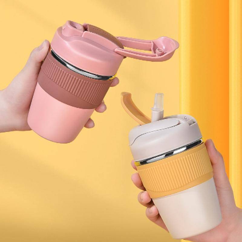 316 Stainless Steel Portable Cup Insulation Travel Coffee Mug Water Bottle with Straw Lid