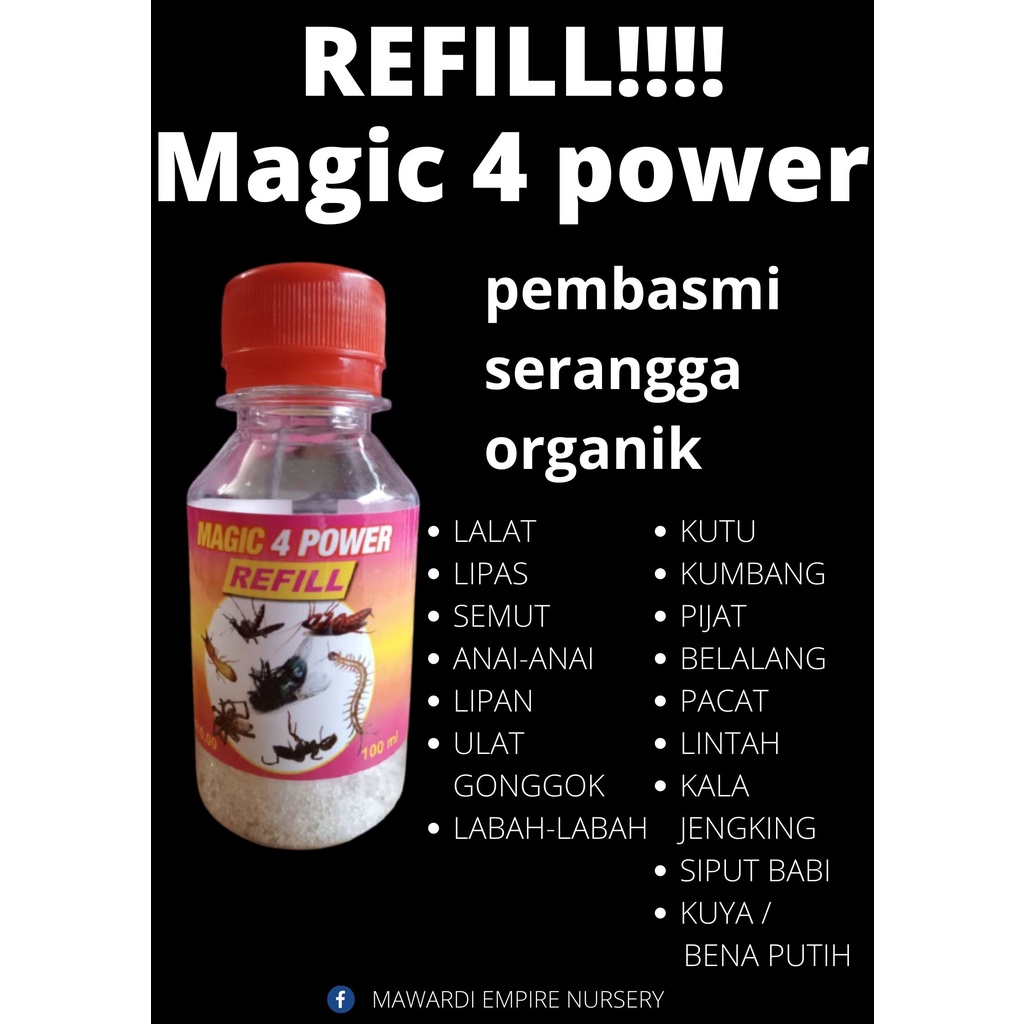 REFILL!!!! Magic 4 power magic spray pembasmi serangga organik penghalau lalat lipas semut anai-anai