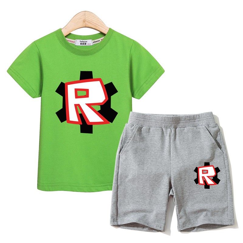 Kids New Short Sleeve Set Roblox Boys T Shirt Print Shorts Kids Suit Clothes Shopee Malaysia - boy shorts roblox