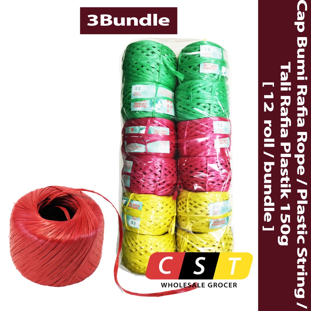Cap Bumi Rafia Rope Tali Rafia Plastik Plastic String 150g (12 Rolls x