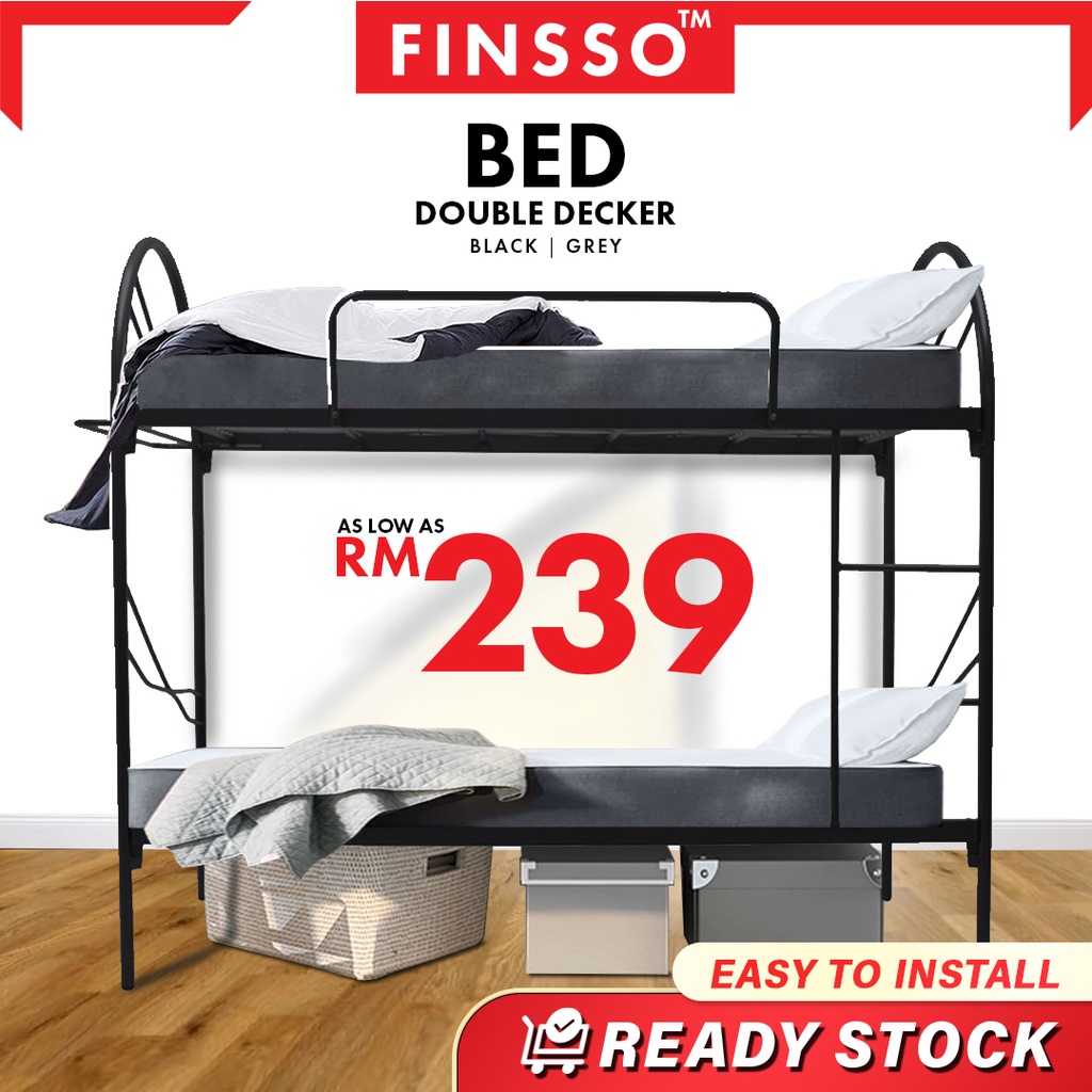 FINSSO : Powder Coat Metal Double Decker Bunk Metal Bed Frame/ Katil dua tingkat