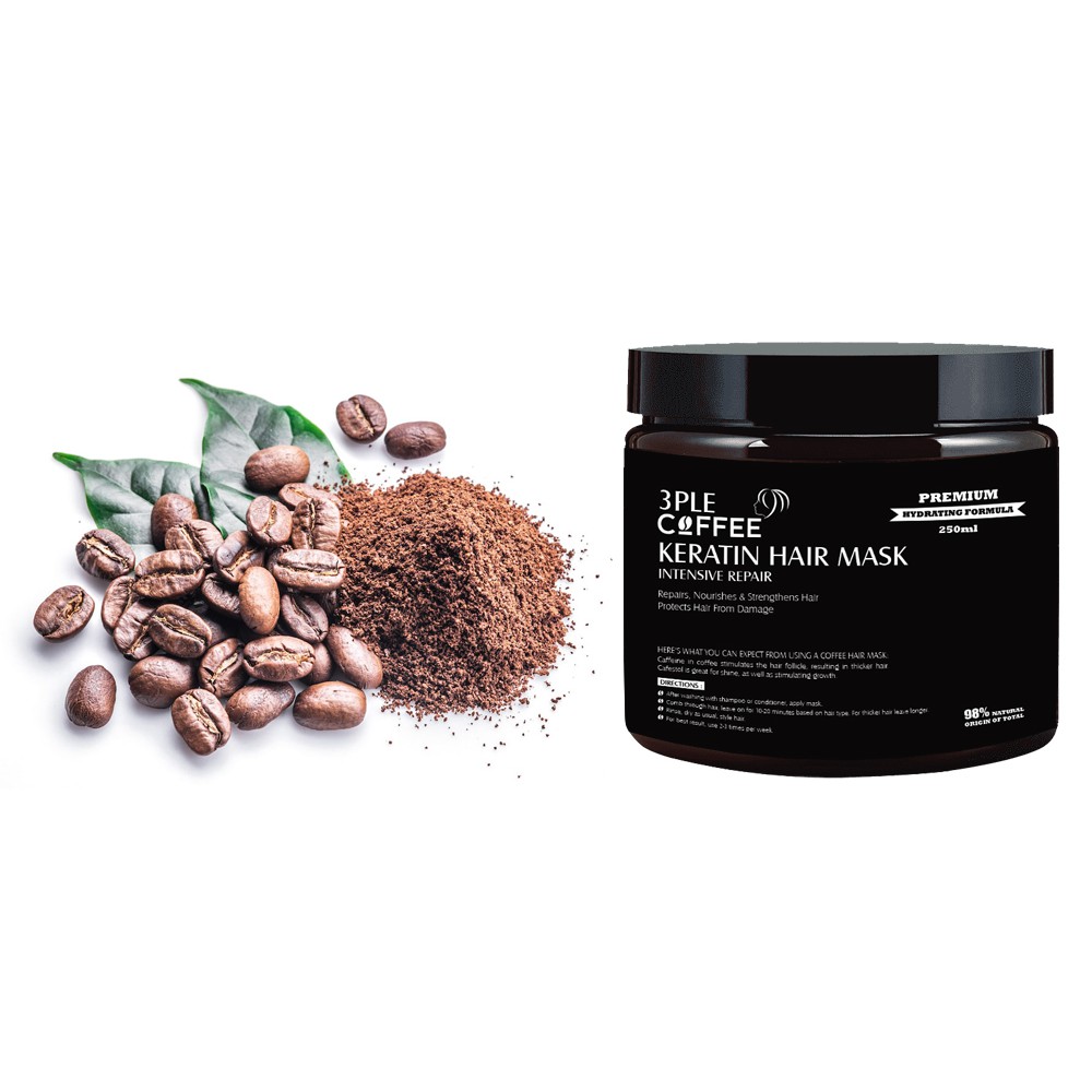 3Ple Coffee Keratin Hair Mask 250ml / Hair Treatment / for MOISTURIZING DRY  / DAMAGE HAIR / RAMBUT LURUS | Shopee Malaysia